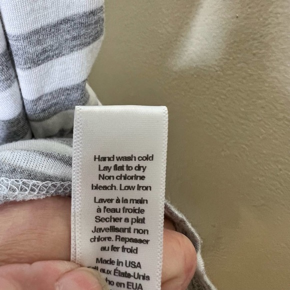 Puella Top MEDIUM Gray White Striped Layered Scoop Neck Jersey Knit V Back Women - Picture 7 of 7